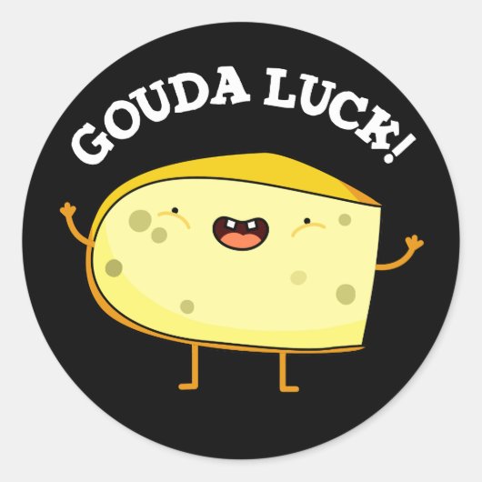 Gouda Luck Funny Cheese Pun Ronde Sticker (Voorkant)
