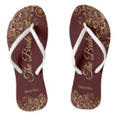 Goudaas op Auburn Brown The Bride Wedding Teenslippers (Voetbed)