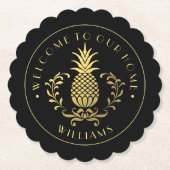 Goudananas | Met familienaam & Oost. Datum Kartonnen Onderzetters (Voorkant)