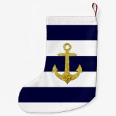 Goudanker nautische strepen kleine kerstsok (Achterkant)