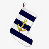 Goudanker nautische strepen kleine kerstsok (Voorkant (Hangend))