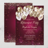 Goudballonnen Stippen Rood Pensioen Kaart (Voorkant / Achterkant)