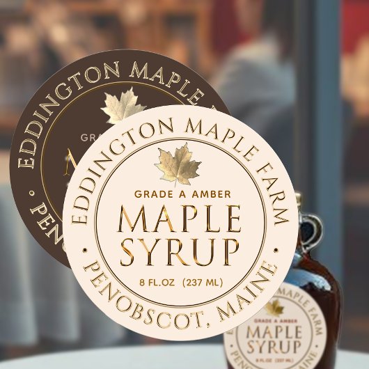 Goudbeitelde Maple Syrup Label met Gold Leaf