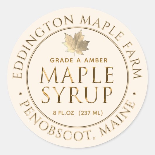 Goudbeitelde Maple Syrup Label met Gold Leaf (Voorkant)