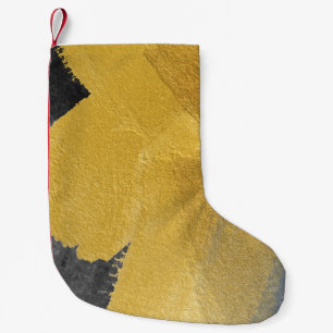 Goudblad, abstract zwart design kleine kerstsok