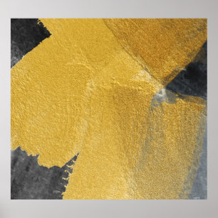 Goudblad, abstract zwart design poster