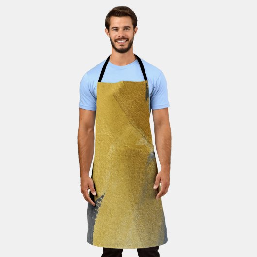 Goudblad, abstract zwart design schort (Gedragen)