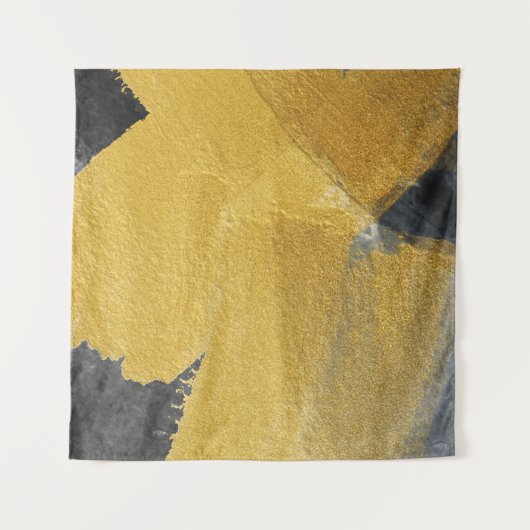 Goudblad, abstract zwart design wandkleed (Voorkant)