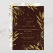 Goudblad / Bruine Trouw Uitnodiging (Voorkant / Achterkant)