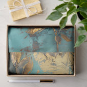 Goudblad en turquoise botanisch weefselpapier tissuepapier (Geschenk)