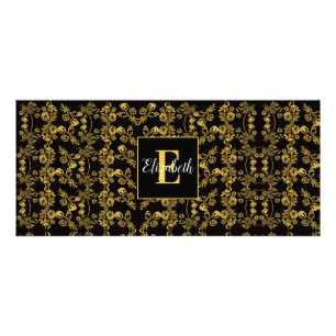 Goudblad en zwarte luxe Aangepast monogram Reclamekaart