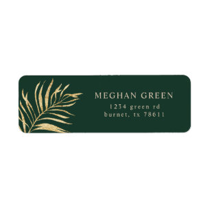 Goudblad hunter green minimalist return address etiket