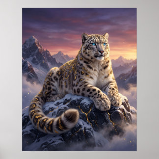 Goudblad Sneeuwluipaard Summit Poster