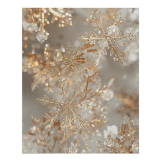 Goudblad Sneeuwvlokken Poster Perfect Poster