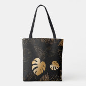 Goudblad zwarte canvas tas (Achterkant)