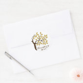 Goudbladboom moderne bruiloft Bespaar op datum Ronde Sticker (Envelop)