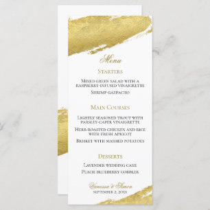 Goudbladborstelslag elegant modern huwelijk menu