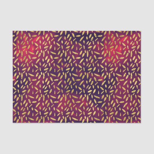 Goudbladeren op de rokerige Bourgogne en Paars-tan Tissuepapier (Voorkant)