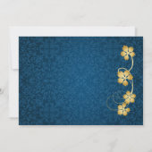 Goudbladeren op wijnstokken, blauwe dampstokfeest kaart (Achterkant)