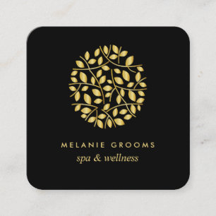 Goudbladeren Zwart wellness spa massage yoga Vierkante Visitekaartje