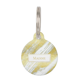 Goudbladmarmer abstract modern goud huisdierpenning