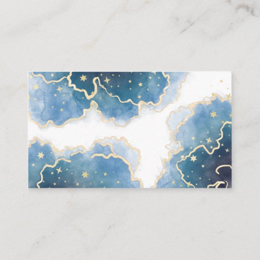 Goudblauw baby shower voor het luidop informatiekaartje (Achterkant)