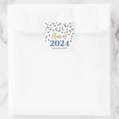 Goudblauw Confetti Afstuderen 2024 Vierkante Sticker (Tas)