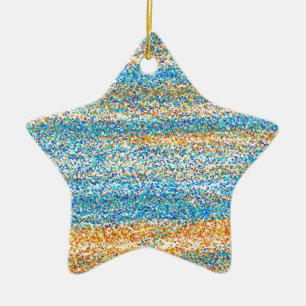 Goudblauw Glitter Abstract Keramisch Ornament