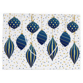 Goudblauw kerstversiering groot cadeauzakje (Achterkant)