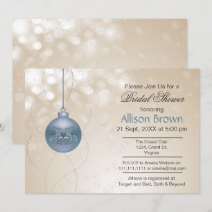 goudblauw ornament Snowflakes Winter Vrijgezellenf Kaart