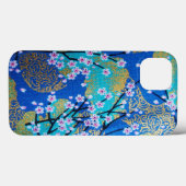 Goudblauw Wit Japans Kimono Floral Case-Mate iPhone Case (Achterkant (horizontaal))