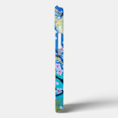 Goudblauw Wit Japans Kimono Floral Case-Mate iPhone Case (Achterkant / Links)