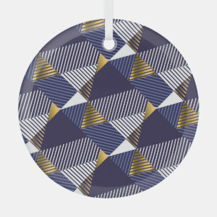 Goudblauwe luxe: geometrisch naadloos patroon glas ornament