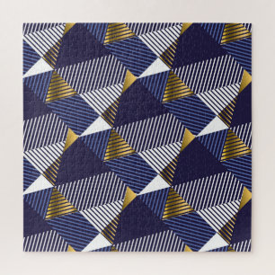 Goudblauwe luxe: geometrisch naadloos patroon legpuzzel