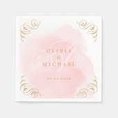 Goudbloedige  kalligrafie bruiloft servet (Voorkant)