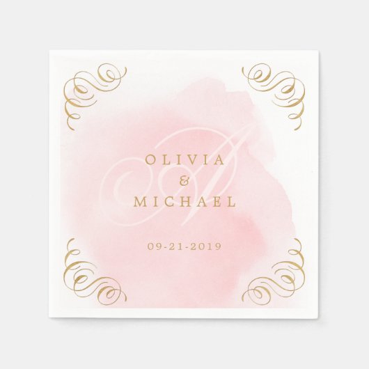 Goudbloedige  kalligrafie bruiloft servet (Voorkant)