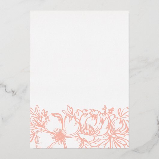 Goudbloem met elegant lijst-huwelijksontwerp folie uitnodiging (Achterkant)