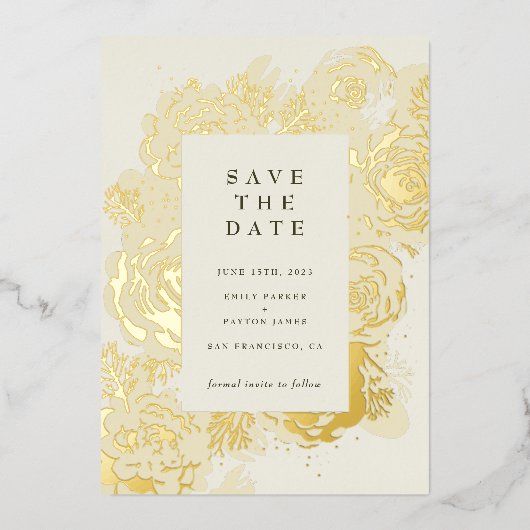 Goudbloemen Folie Uitnodiging (Voorkant)