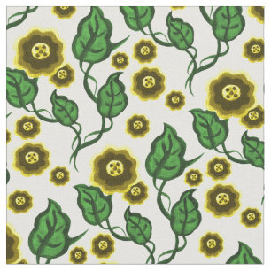 Goudbloemen/groene bladeren/Folkkunstbloem Stof