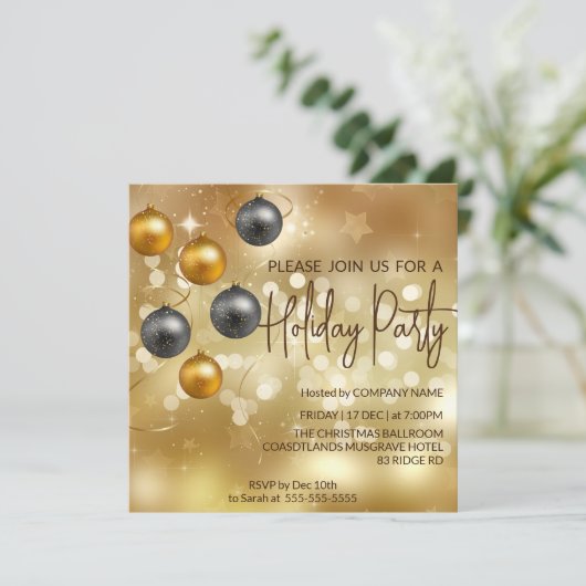 Goudbolle, zwarte en goudblauwe decoraties kaart (Staand voorkant)