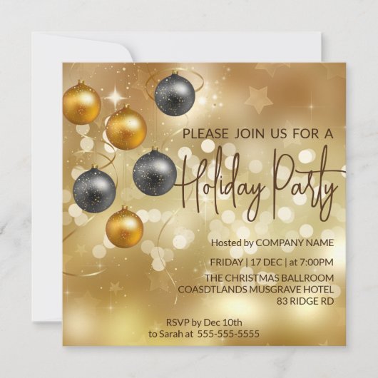 Goudbolle, zwarte en goudblauwe decoraties kaart (Voorkant)