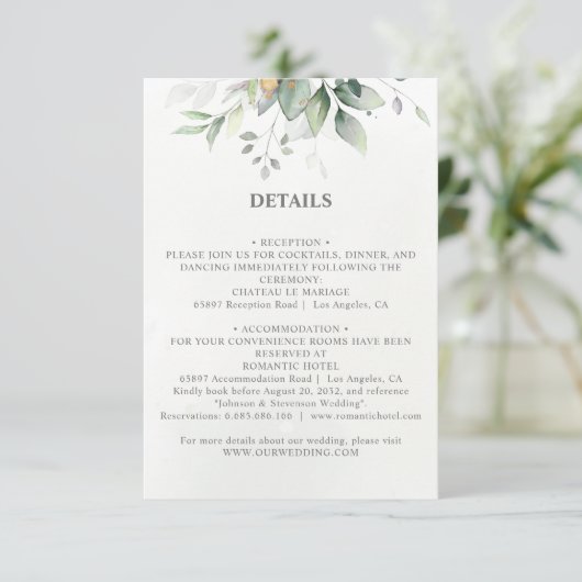 Goudbruiloft met eucalyptusbladgoud in Castro Informatiekaartje (Staand voorkant)