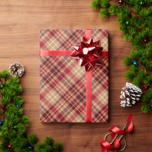  goudbruin rood diagonaal - donkerrood cadeaupapier