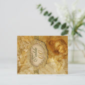 Goudbruin  "tafel nummer" bruiloft briefkaart (Staand voorkant)