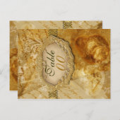 Goudbruin  "tafel nummer" bruiloft briefkaart (Voorkant / Achterkant)