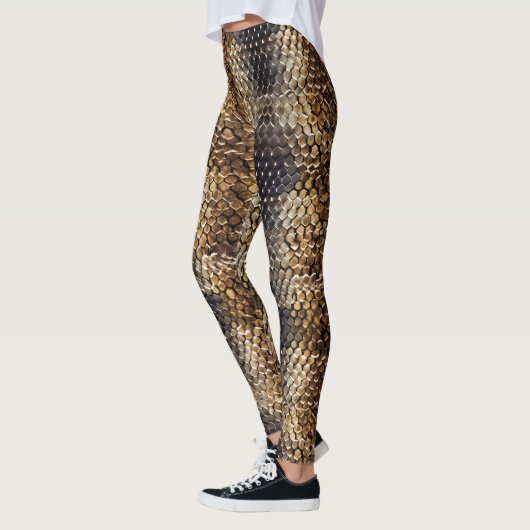 Goudbruin Zwart Ivoor Slangenhuid Leggings (Links)
