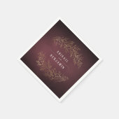 Goudbruine botanische elegante bruiloft servet (Hoek)