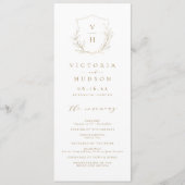 Goudbruine, botanische monogram bruiloft programma (Voorkant)