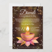 Goudbruine Diwali Lampen licht illustratiescript Kaart (Voorkant)