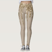 Goudbruine glitter-drip (aangepast) leggings (Voorkant)